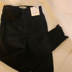Abercrombie & Fitch The Super Skinny ultra high rise black jeans with cut cuffs